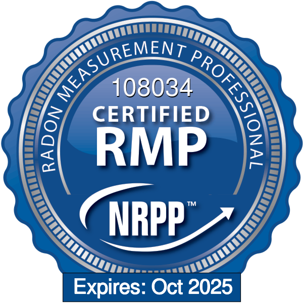 NRPP certified radon mitigation professional badge